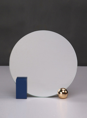 镜子样板房间卧室梳妆台摆件金属工艺品摆设品家居装饰圆形几何形