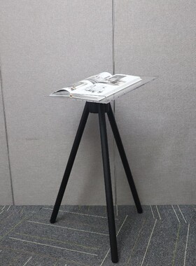 现代简约金属透明亚克力书架三脚讲台书房落地摆件画册展示托架