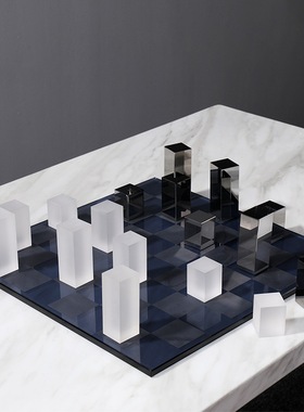 水晶棋盘样板房客厅卧室书房装饰品摆件北欧现代轻奢风格家居软装