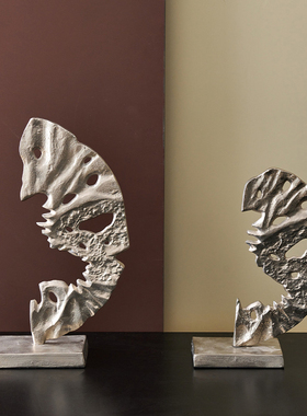 印度进口抽象金属半圆镂空摆件办公室玄关电视柜博古架家居装饰品