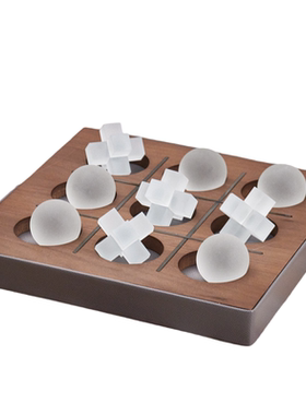 井字棋木质皮革水晶棋子游戏桌面装饰摆件样板房展厅软装饰品摆设