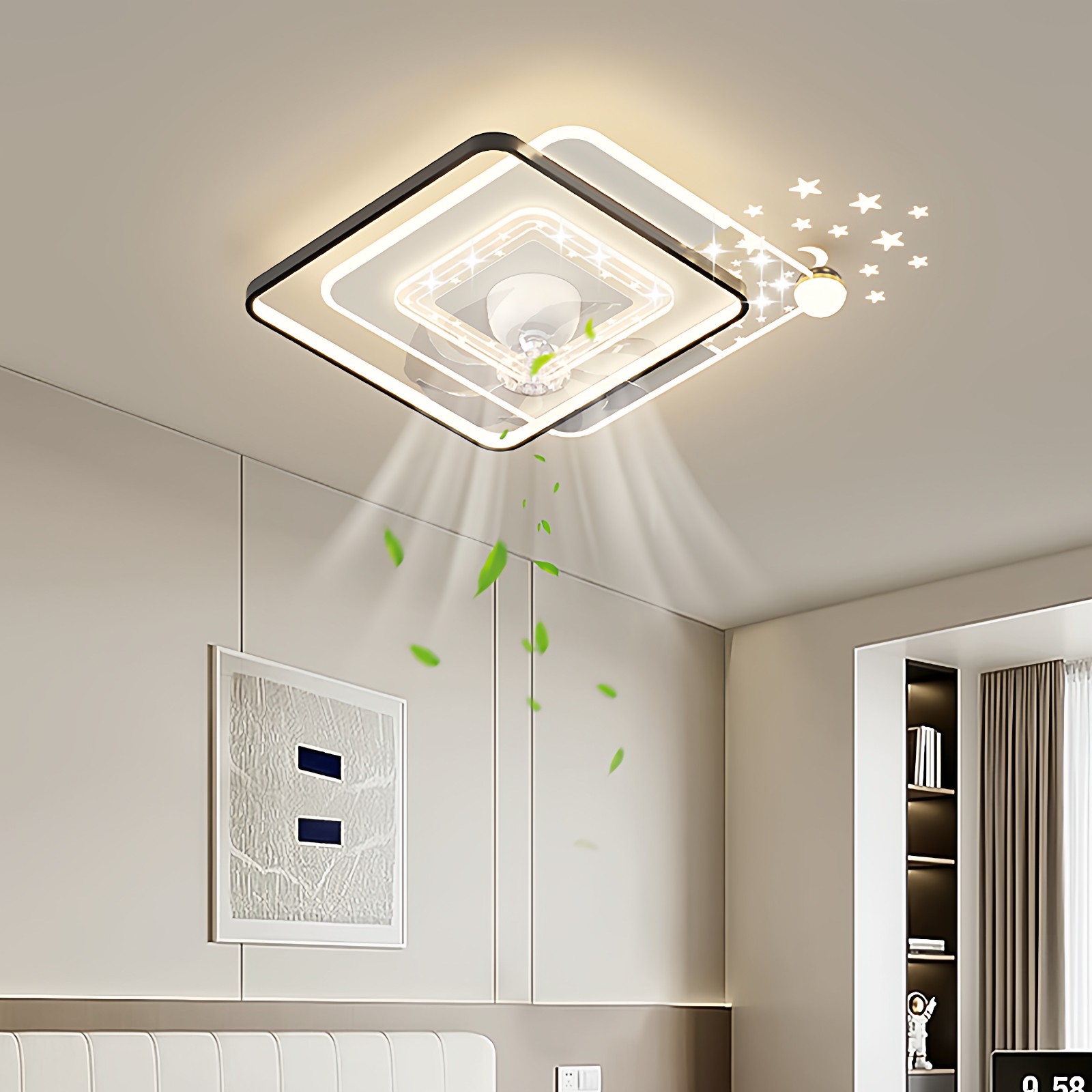 风扇灯2025新款客厅护眼全光谱灯具现代简约家用餐厅卧室中山灯具,淘宝优惠券,粉丝福利购,淘宝优惠卷