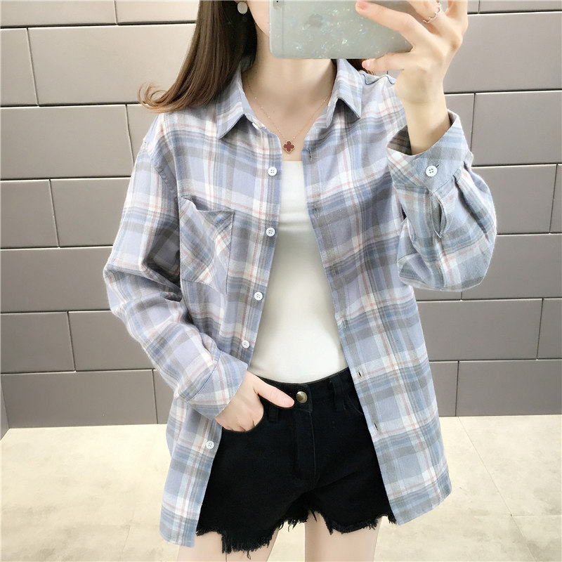 女士加绒2020新款洋气女装长袖衬衣 线条衬衫