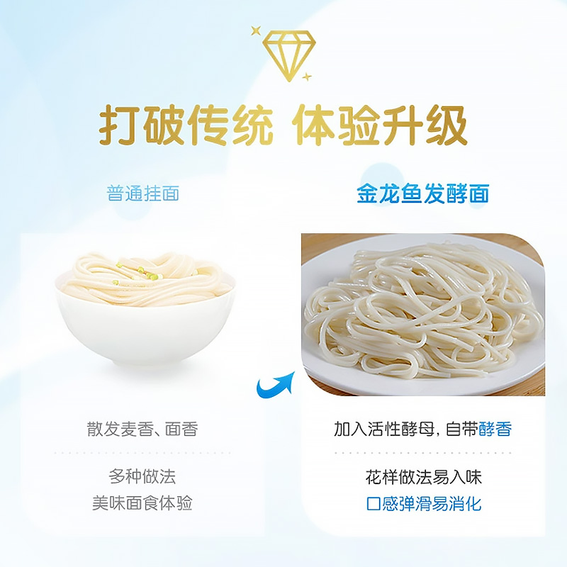 金龍魚活性發酵圓掛面800g*3袋速食火鍋面大碗面家常面條_金龍魚官方旗艦店_糧油調味/速食/干貨/烘焙