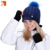 Happy Fox (ActionFox) Thể thao ngoài trời Phụ nữ đan ấm trượt tuyết Earmuffs Cap 3485 - Mũ thể thao mũ lưỡi trai chính hãng Mũ thể thao
