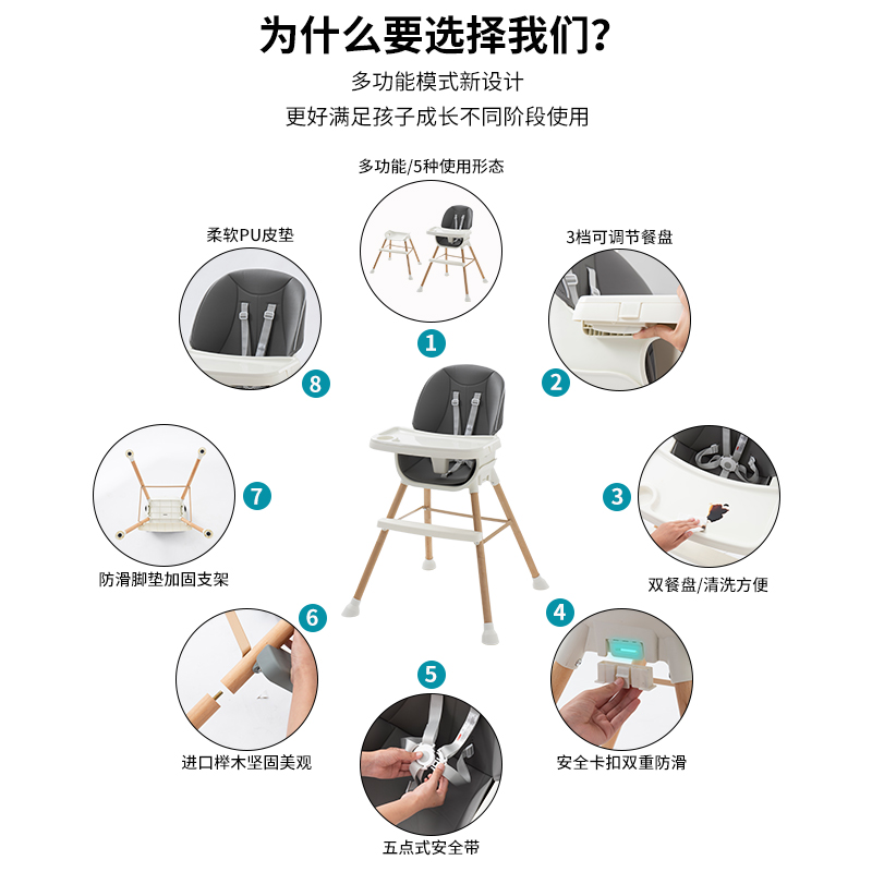 宝宝餐椅实木婴儿学坐家用吃饭餐桌椅安全防摔多功能儿童成长座椅,淘宝优惠券,粉丝福利购,淘宝优惠卷