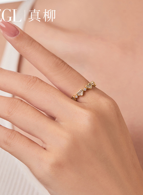 ZEGL金色爱心戒指女小众食指戒