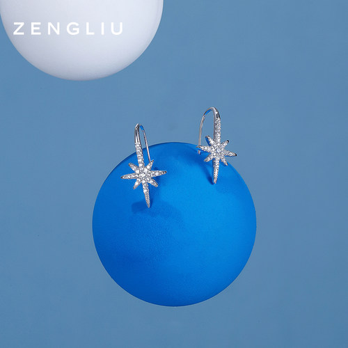 zegl真柳八芒星耳环女精致简约星星耳钉新款独特爆款高级轻奢耳饰 - 图3