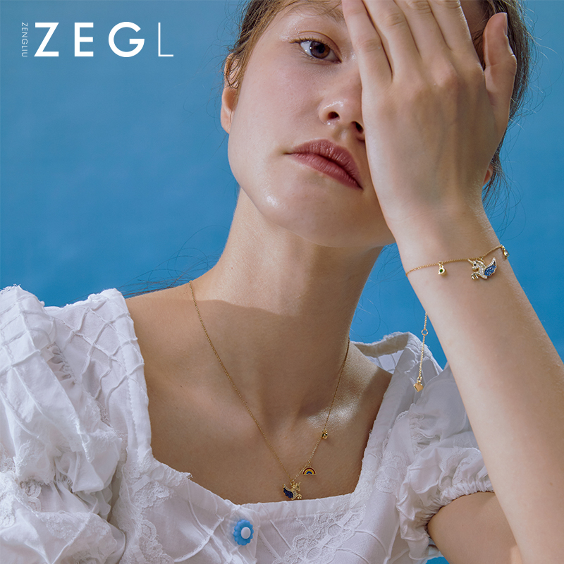 小众设计手饰女森系甜美网红流行饰品 银彩虹独角兽手链 ZEGL925 ins 小众设计手饰女森系甜美网红流行饰品 银彩虹独角兽手链 ZEGL925 ins