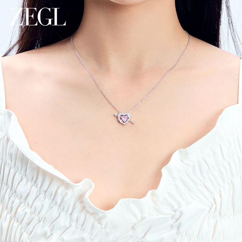 ZEGL设计师925银心动信笺小甜心项链女款2025新款七夕送女友礼物