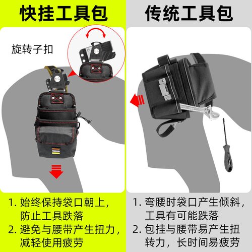 跨境新品旋转快挂电工包弱电低压电维修专用工具包腰带腰挂包 - 图2