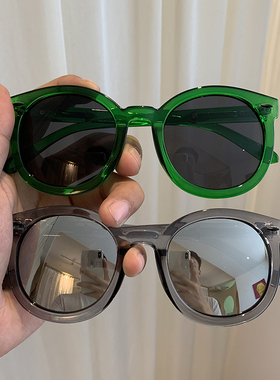 大脸网红黑色粗框圆形男潮太阳镜