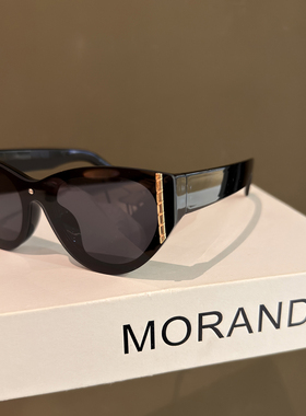 复古无框一体高级质感猫眼墨镜女士方圆脸显瘦2025新款太阳眼镜潮