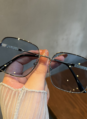 黑色方形街拍女金属框个性太阳镜