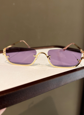 LAOPING时尚金属边半框方形太阳镜女防紫外线高级感网红黑色墨镜