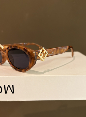 LAOPING猫眼太阳眼镜女士黑色椭圆框防紫外线防晒遮阳墨镜高级感