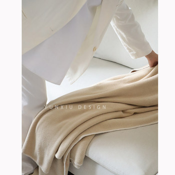 Yunxiu Home Soft Nap Velvet Blanket Khaki Apricot Casual Spring and Summer Blanket Office Air Conditioning Blanket