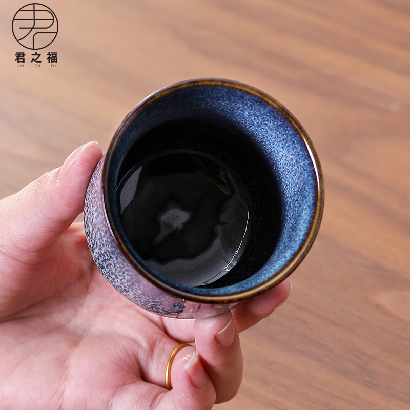 窑变功夫茶杯套装茶具陶瓷主人杯大号茶盏日式哥窑品茗杯茶碗单杯