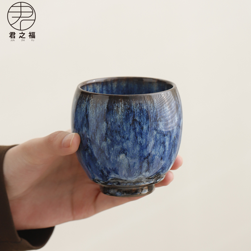 陶瓷高温窑变茶杯创意大号日式手捧杯家用茶具品茗杯喝茶主人杯