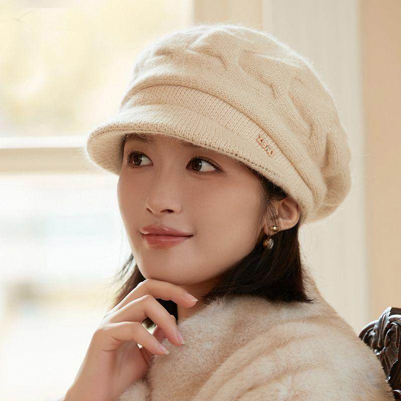 2024新款兔毛帽子女士冬季时尚洋气加厚保暖毛线帽防寒妈妈针织帽,淘宝优惠券,粉丝福利购,淘宝优惠卷