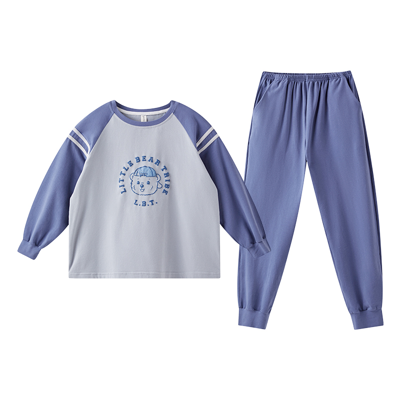 千线艺男童睡衣纯棉春秋长袖套头12岁男孩学生儿童透气全棉家居服,淘宝优惠券,粉丝福利购,淘宝优惠卷