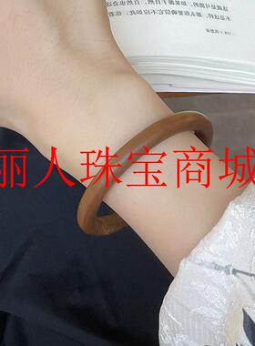 印度老山檀香百搭款老料贵妃镯木质檀木镯子女款文玩檀木圆条手镯