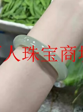 新疆和田玉青白玉叮当镯晴水玉髓玉镯子正圈圆条冰透阿富汗玉手镯