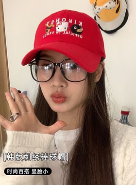 复古棒球帽女2024新款帽子大头围鸭舌帽显脸小防晒哈喽