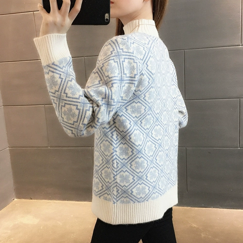 Осенний трикотажный лонгслив, нарукавники, свитер, в корейском стиле, высокий воротник