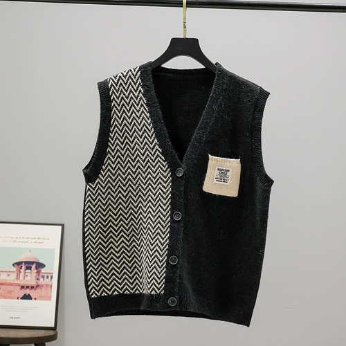 Трикотажный свитер, жилет, осенний кардиган, куртка без рукавов, в корейском стиле