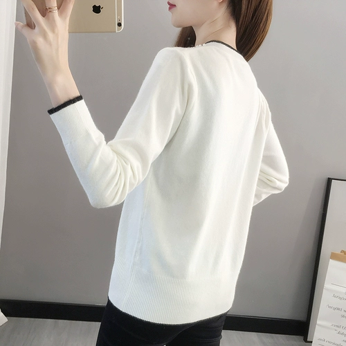 Весенний осенний однотонный лонгслив, приятный телу свитер, в корейском стиле