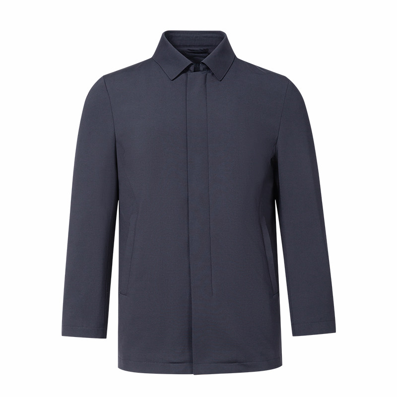 【可拆卸羽绒内胆】卡尔丹顿男士可水洗鹅绒服薄款风衣中长款外套 - 图2