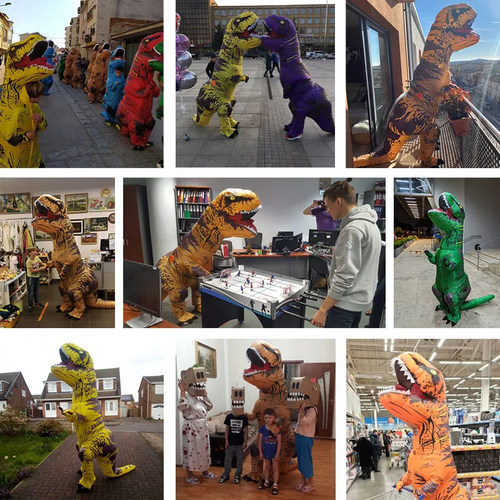 万圣节恐龙衣服儿童成人霸王龙服装抖音恐龙充气服搞怪人偶扮演服 - 图2