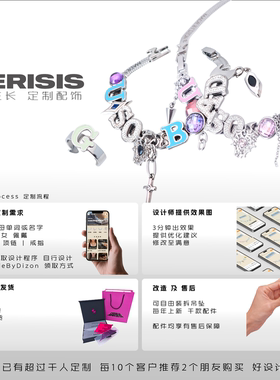 蓝色海滩字母锆石项链男款