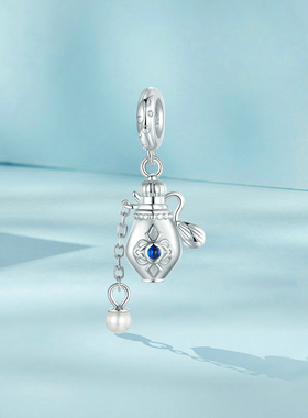 原创精致复古香水瓶diy吊坠配件 法式浪漫优雅s925纯银串珠