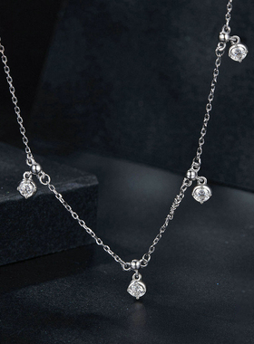 原创满天星莫桑石项链女 浪漫优雅风可叠戴s925纯银锁骨链