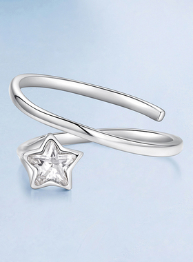 原创多圈星光开口戒指s925纯银轻奢小众流星食指指环戒指