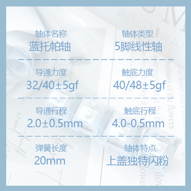 Mage蓝托帕轴线性手感小石子音麻将音48g5脚适配客制化机械键盘 - 图1