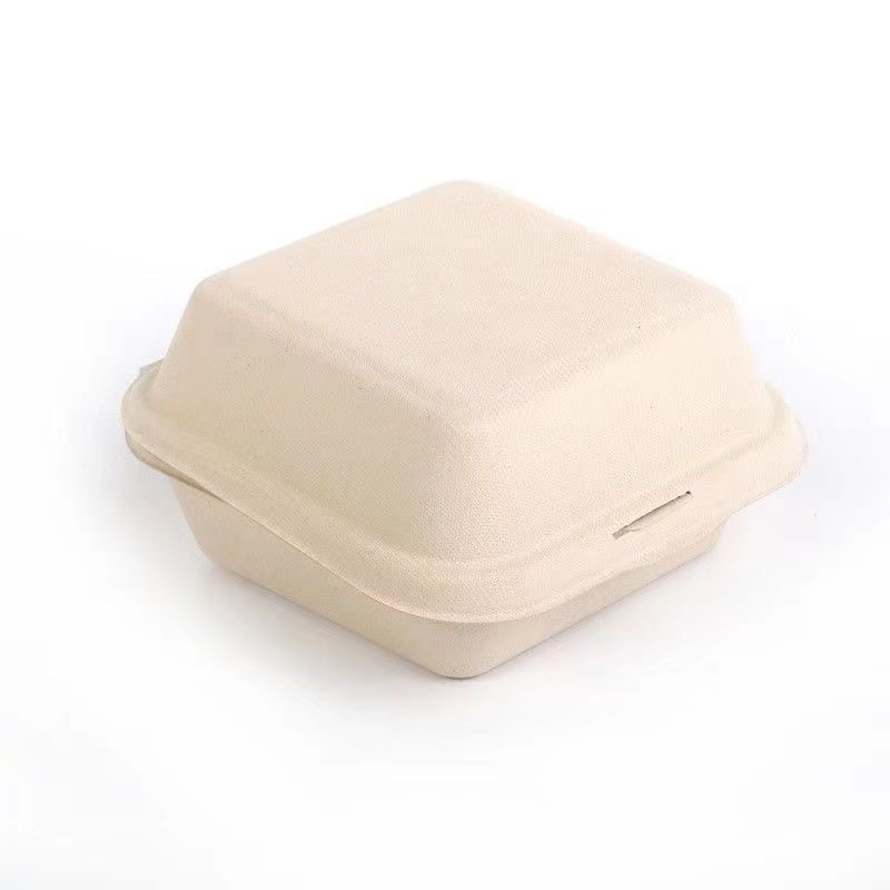 网红可降解纸浆汉堡盒烘培甜品提拉米苏便当盒一次性蛋糕盒摆地摊 - 图3