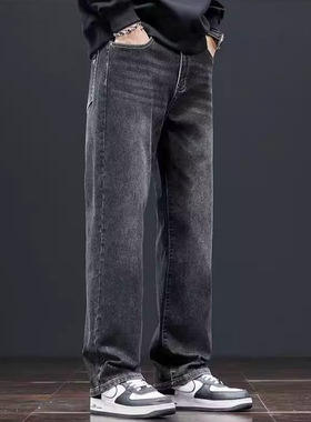 黑色牛仔裤男士宽松直筒裤休闲长裤子男Men's Jeans black pants