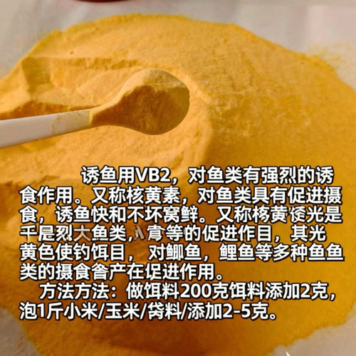 维生素b2钓鱼专用正品和黄素粉末VB2黑坑也野钓开口剂诱鱼剂维他 - 图0
