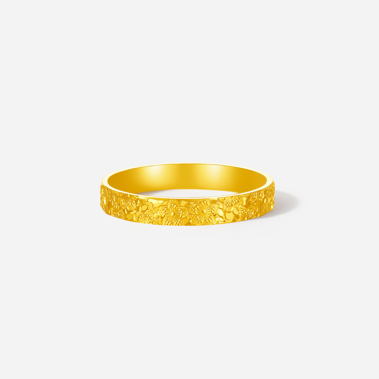 Saturday Fortune Boutique Pure Gold Ring Cherry Blossom Crushed Ice Glitter Ring Women's Ring Priced as a Holiday Gift for Your Girlfriend