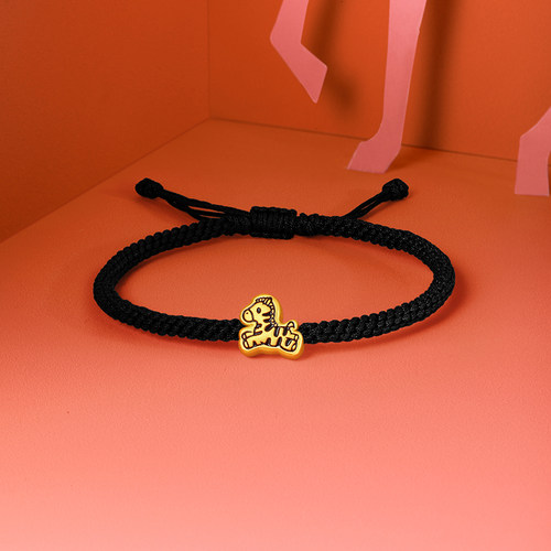 周六福黄金手绳男女款编绳小斑马生肖马系列3D硬金珐琅定价旗舰店 - 图1