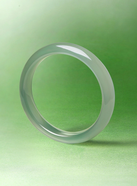 周六福油青浅青玉髓手镯宽条新中式国风节日礼物送女友