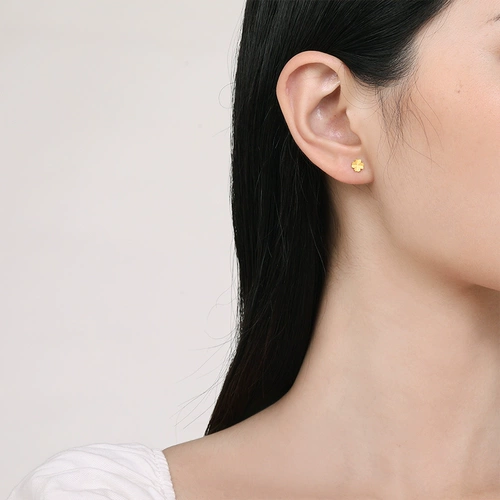 Золотые серьги, ювелирное украшение, четырехлистный клевер, подарок на день рождения