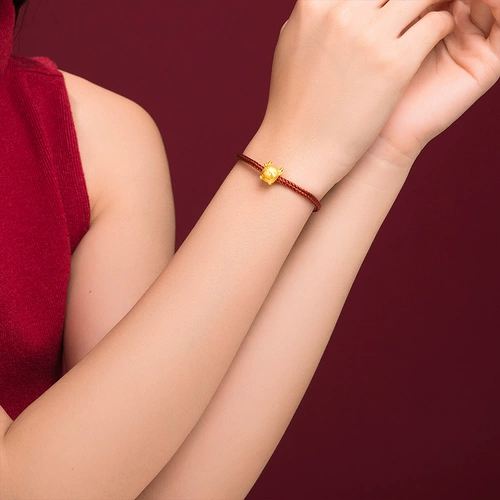 Золотой браслет с одной бусиной, оберег на день рождения, 3D, подарок на день рождения, китайский гороскоп