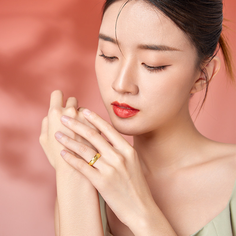 周六福黄金戒指男女款百福戒计价足金活口指环金饰手饰礼物,淘宝优惠券,粉丝福利购,淘宝优惠卷