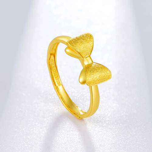 Золотое регулируемое кольцо с бантиком, подарок на день рождения