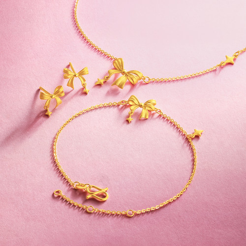 周六福黄金耳钉女星梦心甜酷少女系列足金计价送女友节日礼物 - 图0