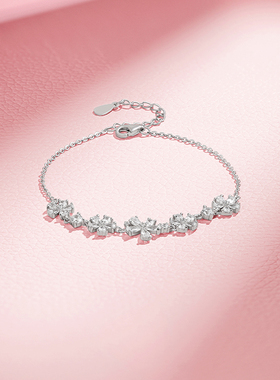 周六福繁花手链女S925银时尚闪耀设计百搭手饰节日礼物送女友